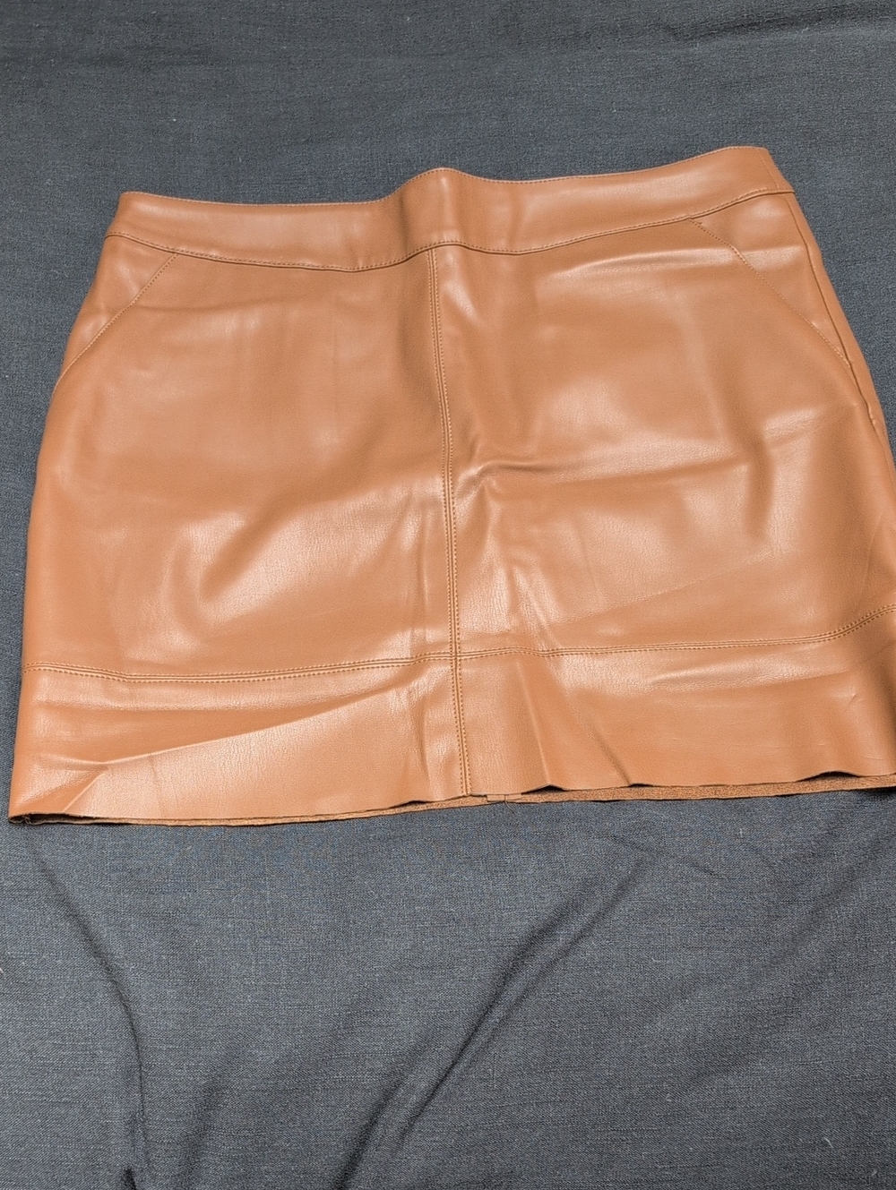 Brown Faux Leather Mini Skirt - Women